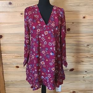 Jack by BB Dakota Burgundy Longsleeved Floral Dress Ladies Size 8 NWT